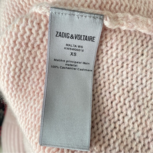 Zadig & Voltaire Malta Button Trim Cashmere Sweater Pullover Jumper Pink Size XS - Picture 11 of 11